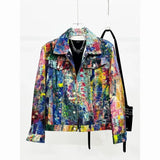 Y2K Graffiti Print Denim Jacket | Unisex Loose Streetwear Jackets - The Eezee Shop