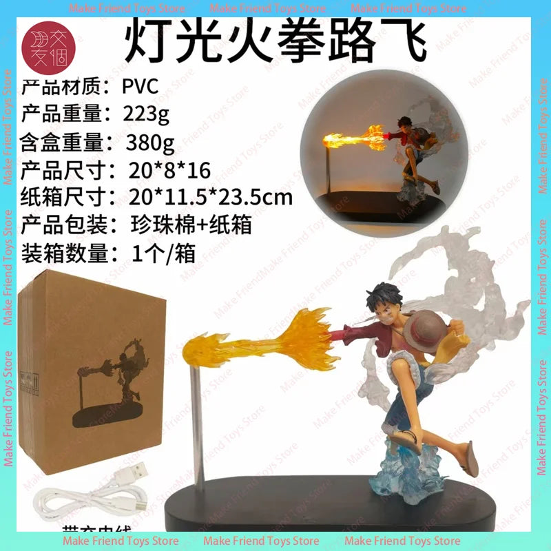 Portgas D. Ace LED Night Light | One Piece Flame Lamp Wood Base Lamps & Night Lights - The Eezee Shop