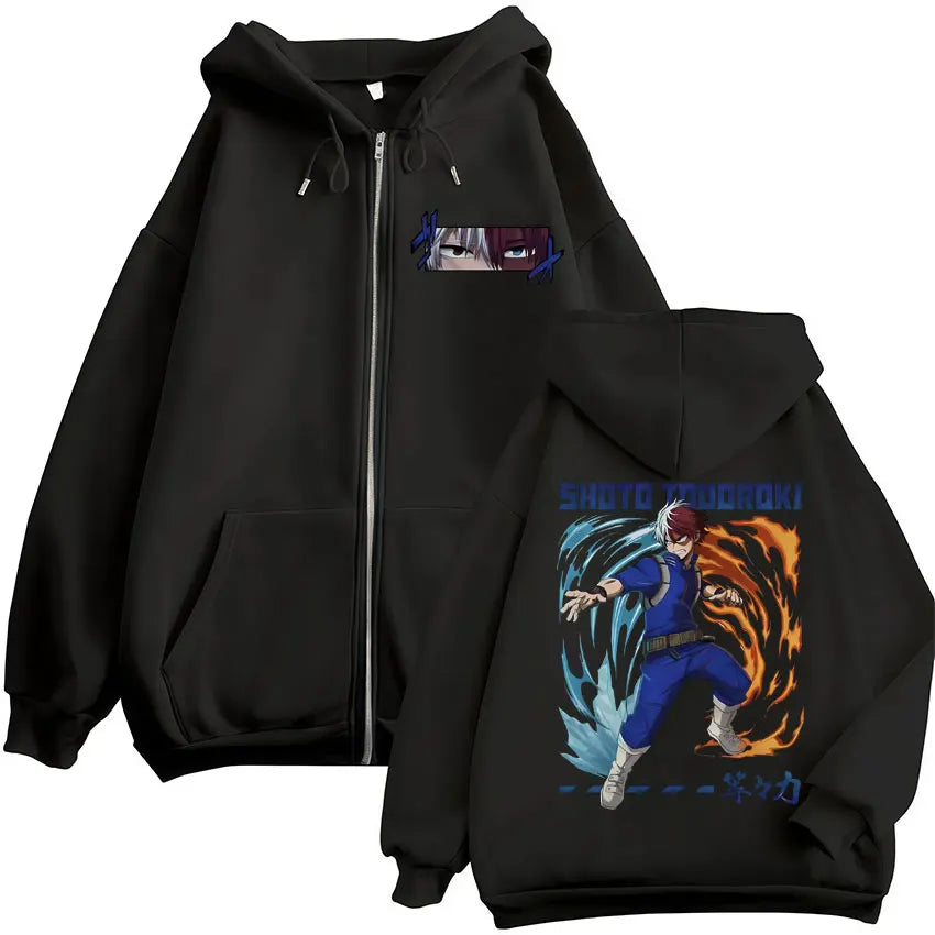 My Hero Academia Zip-Up Hoodie | Vintage Fleece Sweatshirt Hoodies & Sweatshirts - The Eezee Shop
