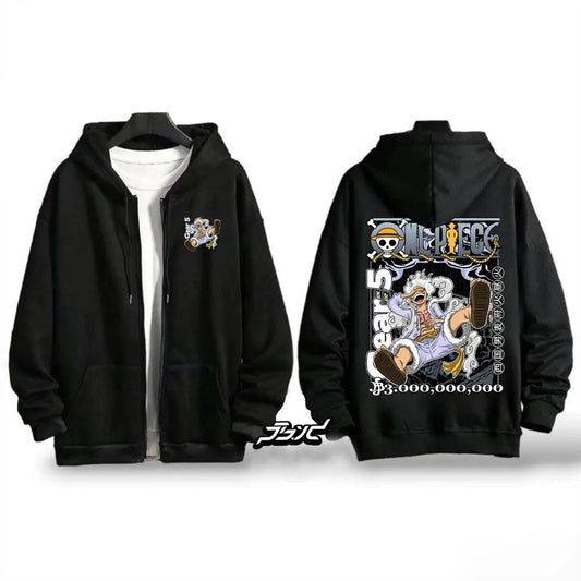Monkey D. Luffy Gear 5 Zip-Up Hoodie — One Piece Anime Sweatshirt Jacket for Men & Women Streetwear
