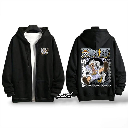 Monkey D. Luffy Gear 5 Zip-Up Hoodie — One Piece Anime Sweatshirt Jacket for Men & Women Streetwear