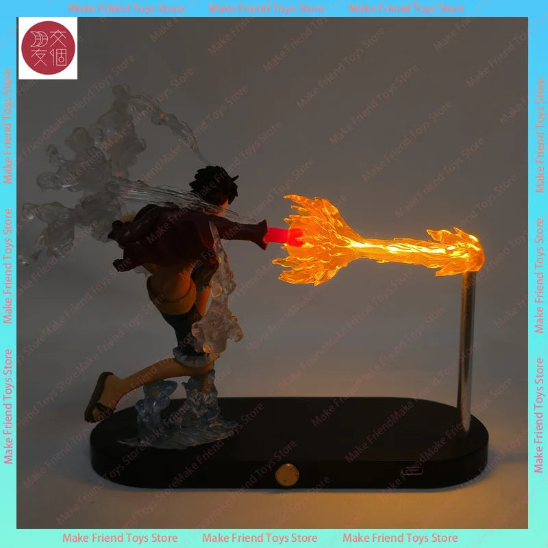 Portgas D. Ace LED Night Light | One Piece Flame Lamp Wood Base Lamps & Night Lights - The Eezee Shop