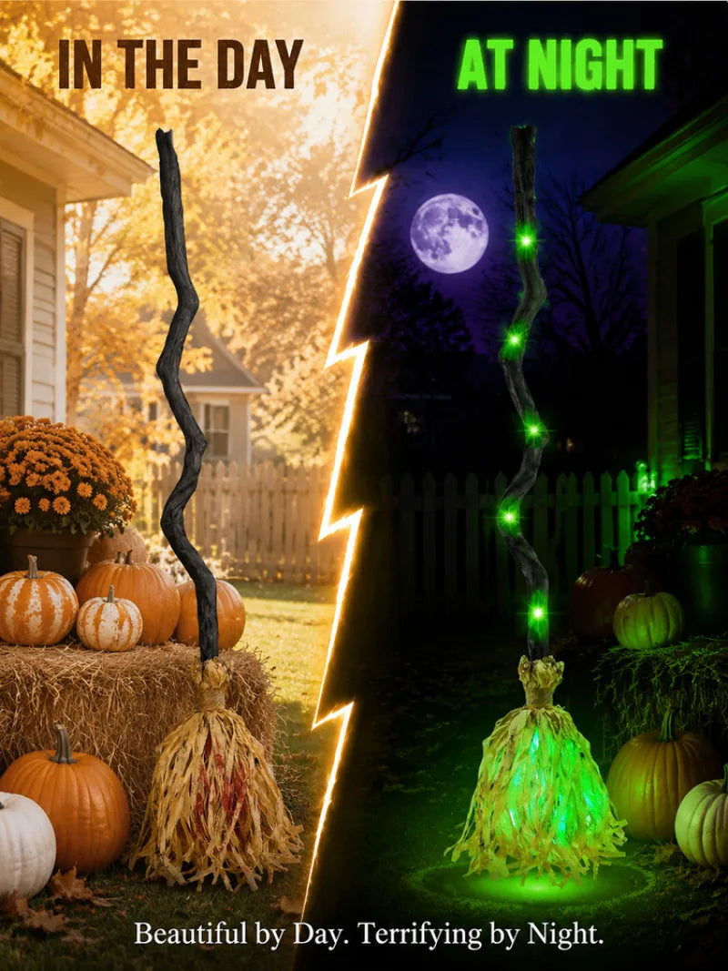 Glowing Witch Broom | Sound-Activated LED Halloween Decoration Halloween Decorations - The Eezee Shop