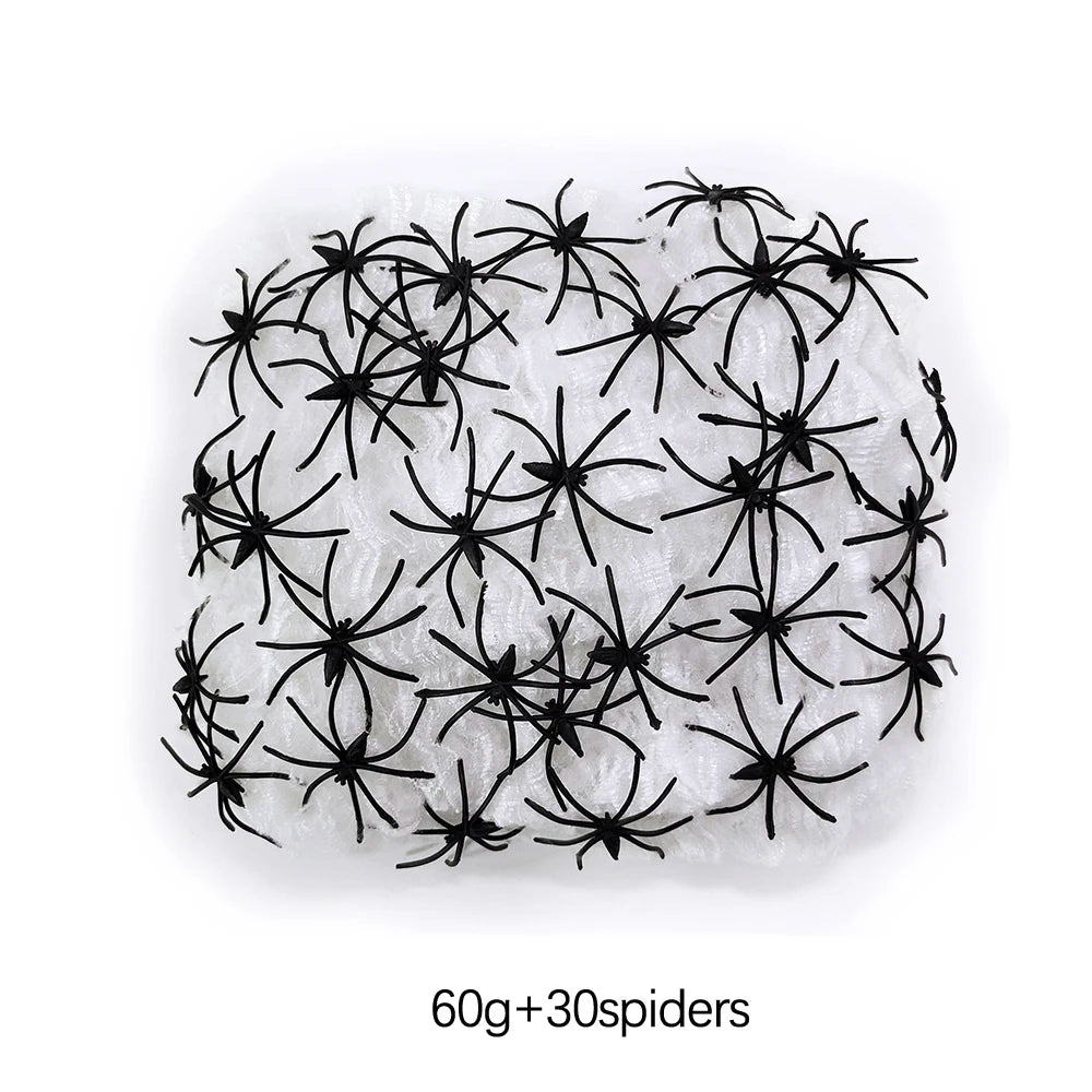 Glow Stretch Spider Web with Spiders | Halloween Cobweb Decor Halloween Decorations - The Eezee Shop