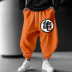 Goku Print Harem Pants Cotton Anime Trousers Unisex Extra Large Size Wide Leg Joggers Loose Fit Casual Fashion Style Joggers - The Eezee Shop