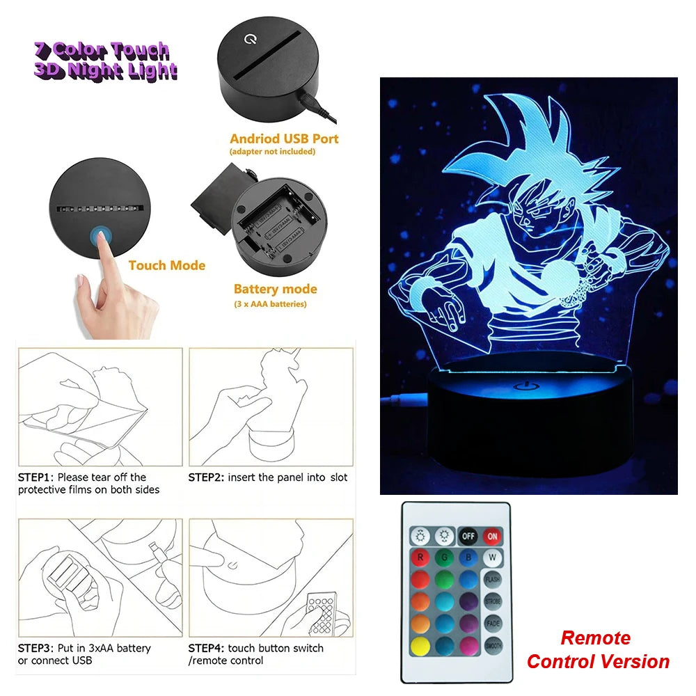 Dragon Ball Z 3D Figure Lamp | Goku, Vegeta, Gohan & Broly Lamps & Night Lights - The Eezee Shop