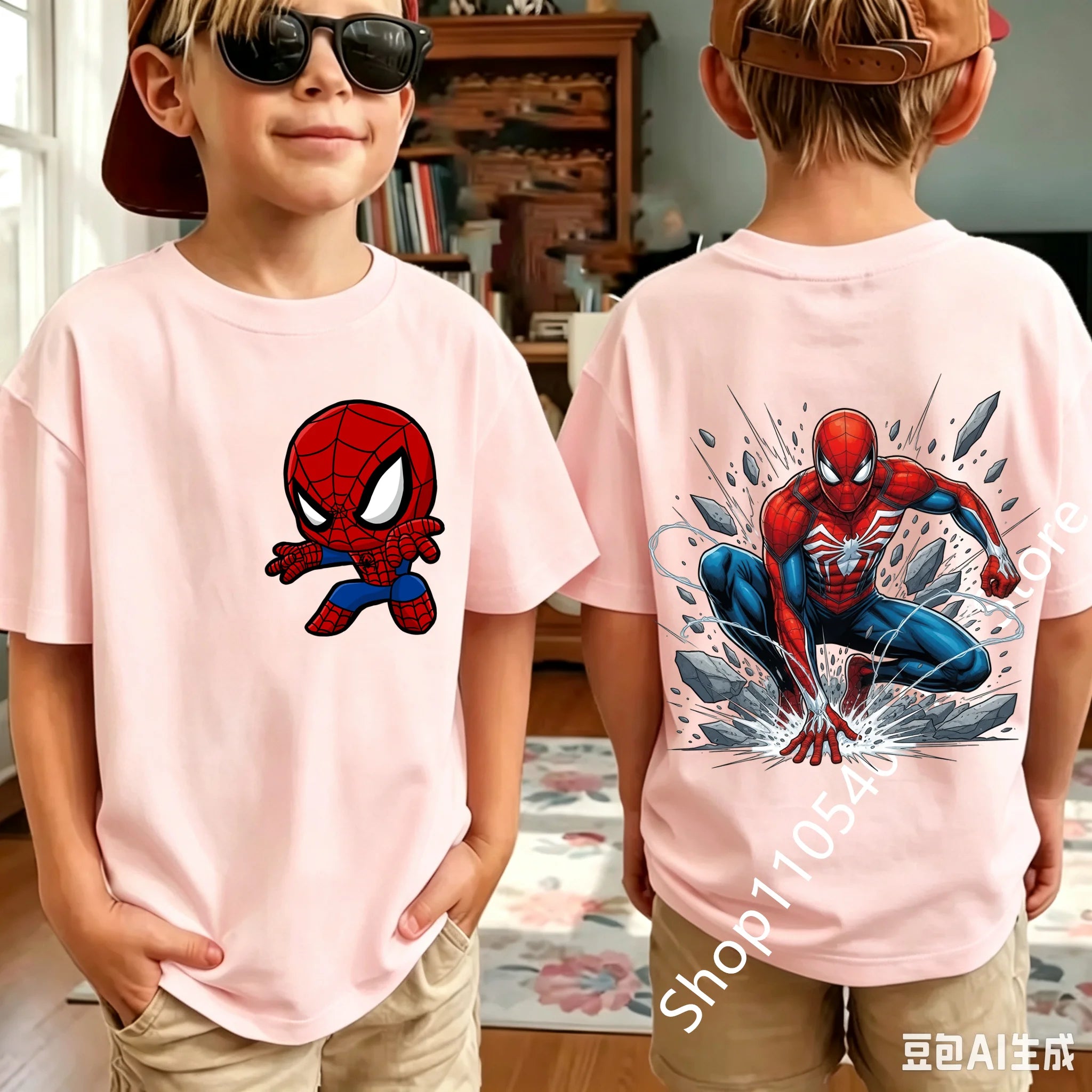 Kids Spider Character T-Shirt | Cute Breathable Summer Tee Graphic Tees - The Eezee Shop