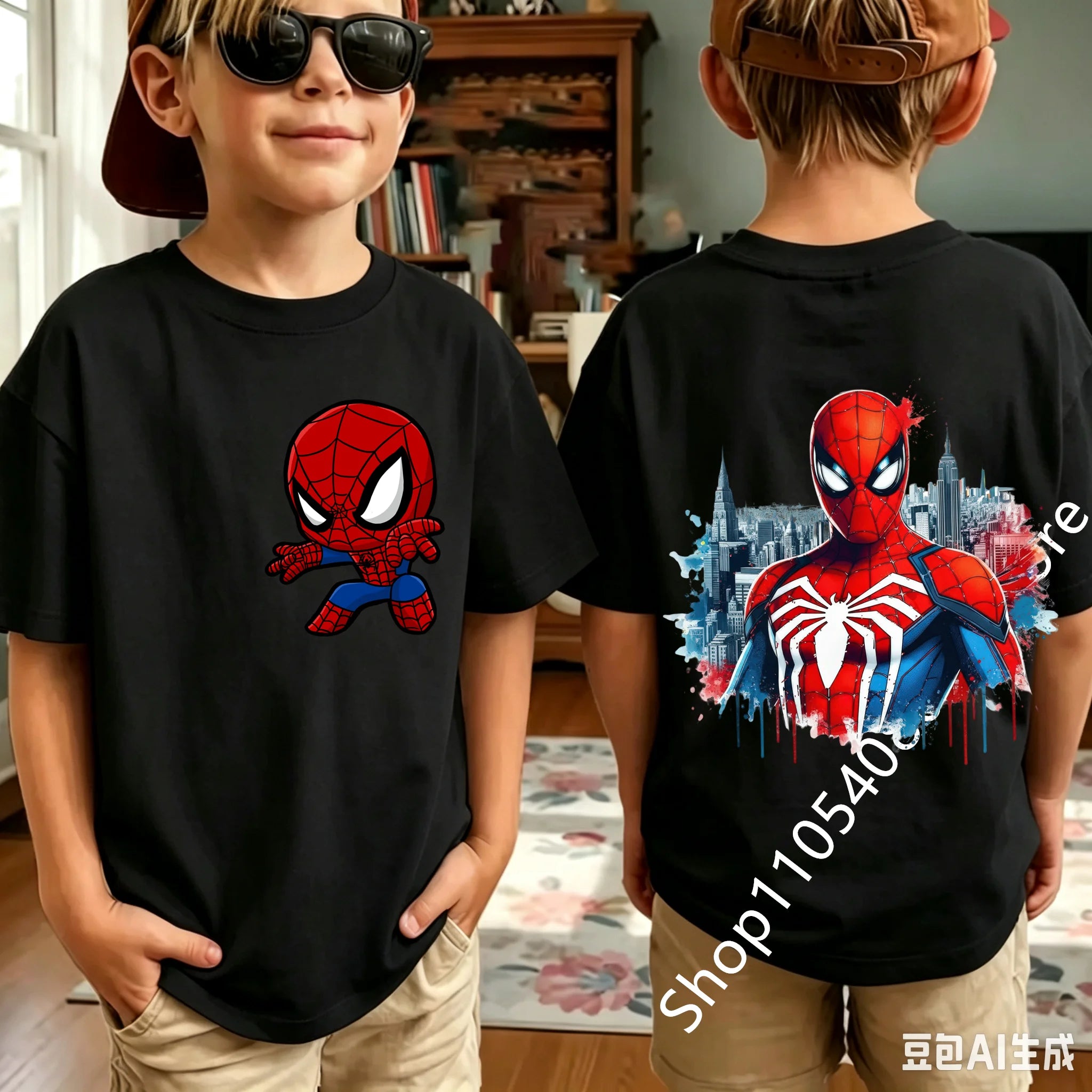 Kids Spider Character T-Shirt | Cute Breathable Summer Tee Graphic Tees - The Eezee Shop