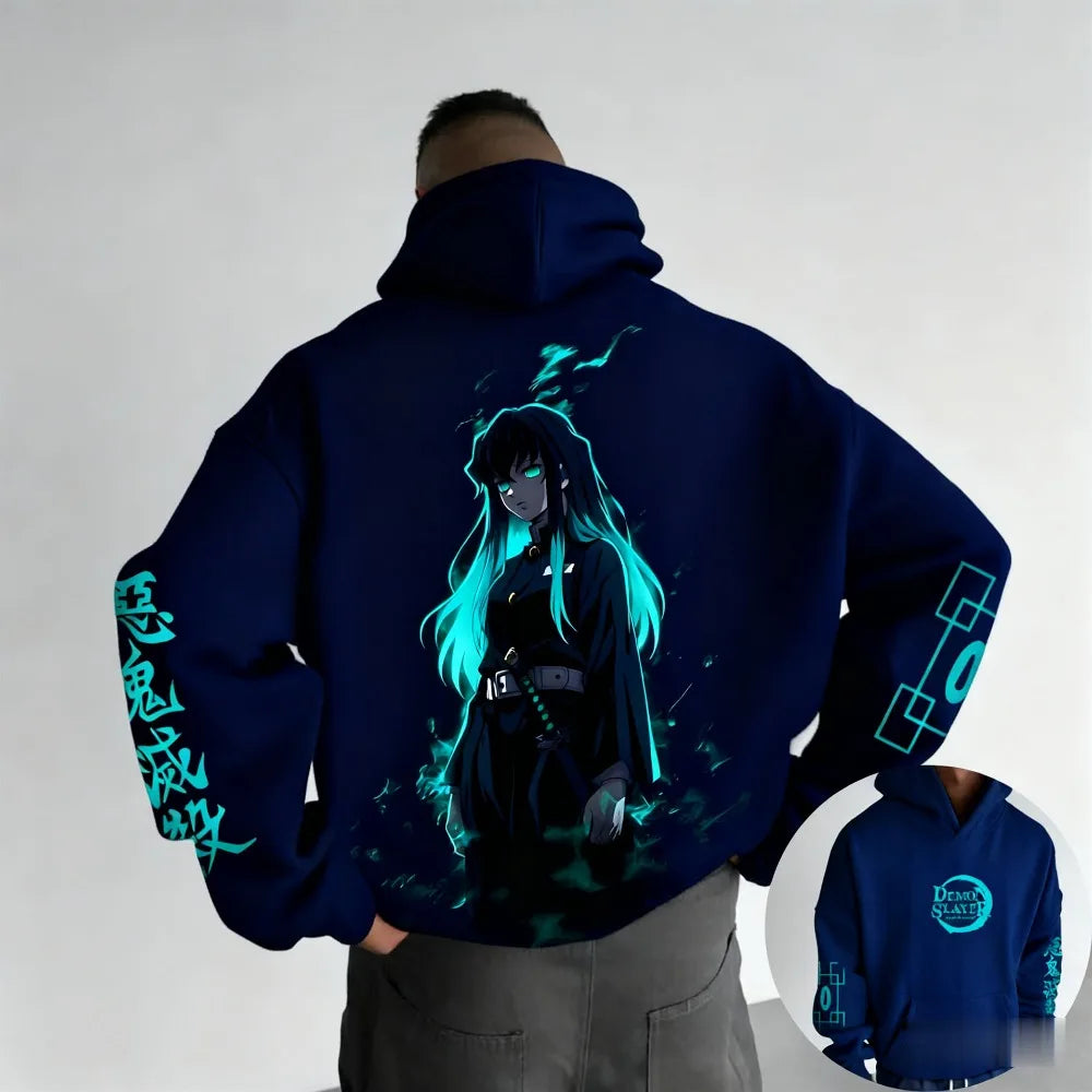 Muichiro Tokito Fleece Hoodie | Demon Slayer Plus Size Pullover Hoodies & Sweatshirts - The Eezee Shop