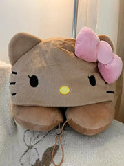 Hello Kitty Hooded Neck Pillow Travel Pillow For Airplane Train Car Soft Plush Support Cute Comfort Gift For Women