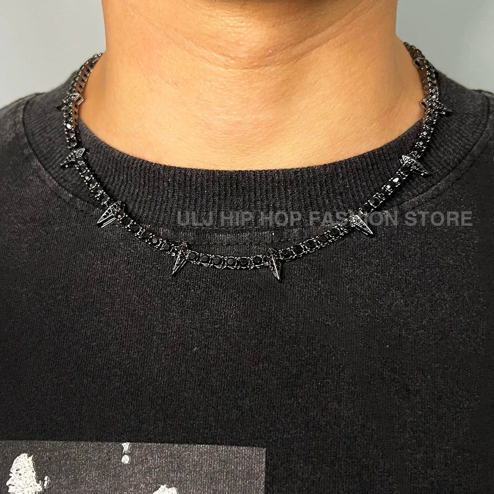 Lightning Pendant Tennis Necklace | Purple Iced Out CZ Chain Jewelry - The Eezee Shop