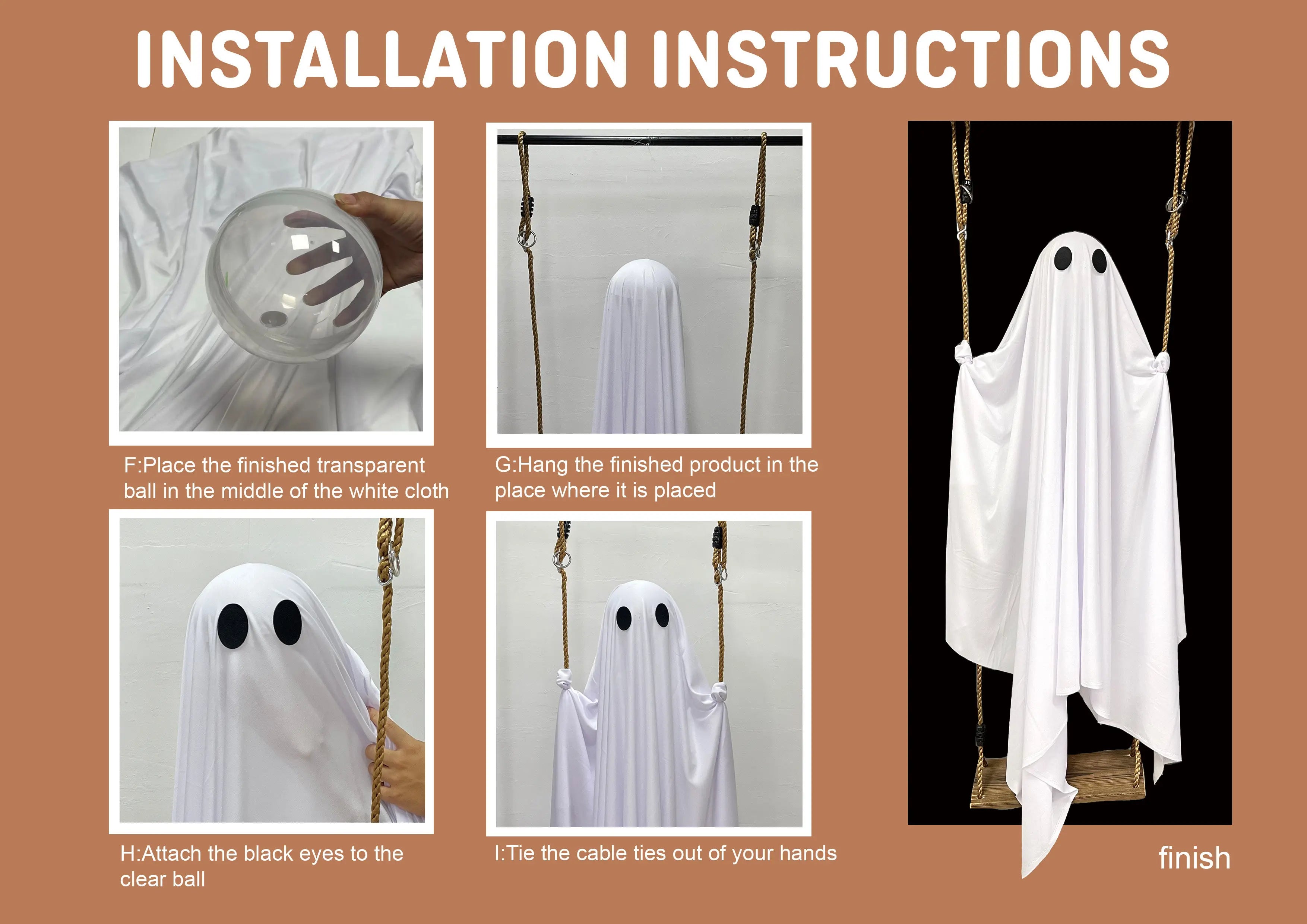 Large Hanging Swing Ghost | Light-Up Outdoor Halloween Decor Outdoor Halloween Decorations - The Eezee Shop