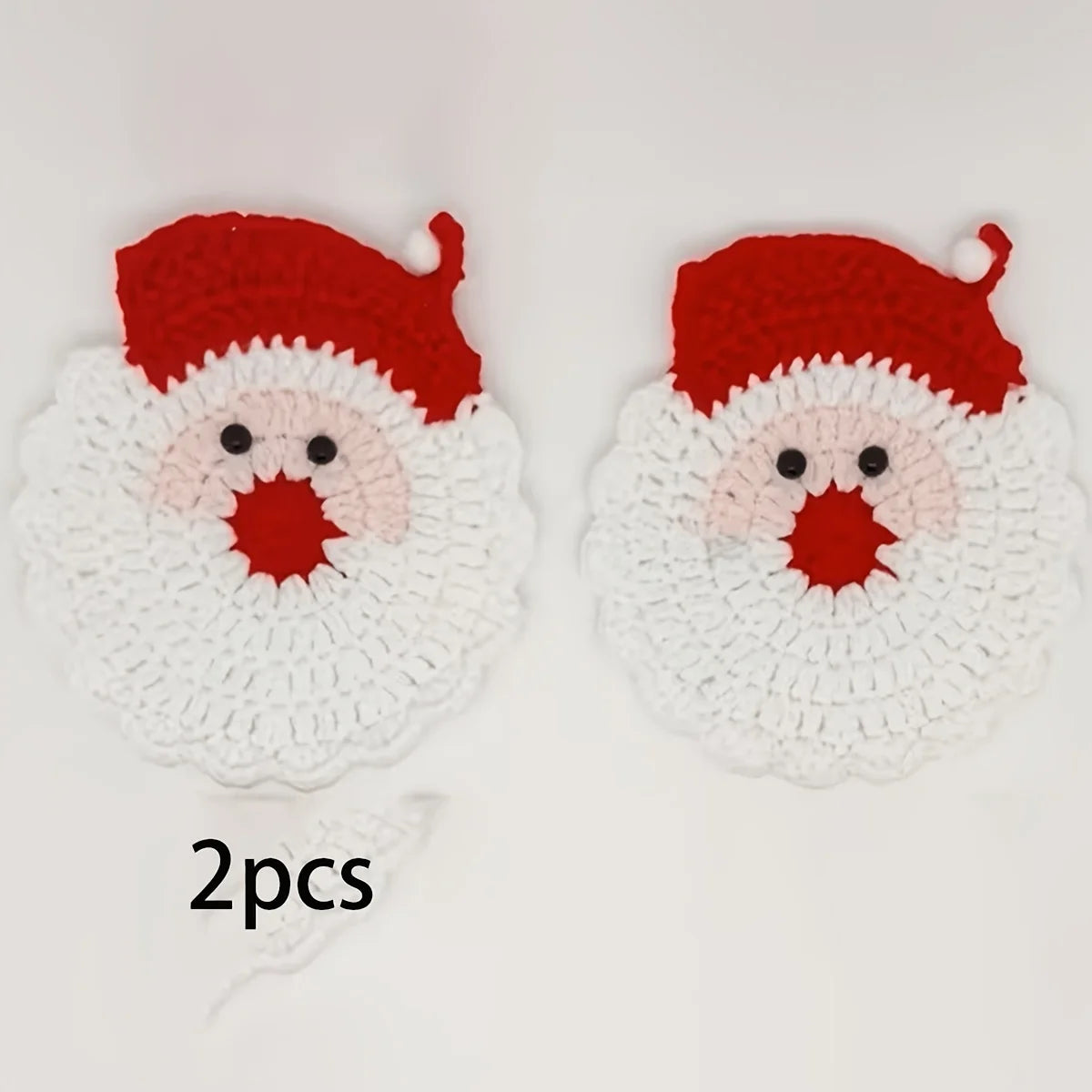Crochet Santa Claus Coasters | Handmade Holiday Drink Coasters Party Supplies - The Eezee Shop