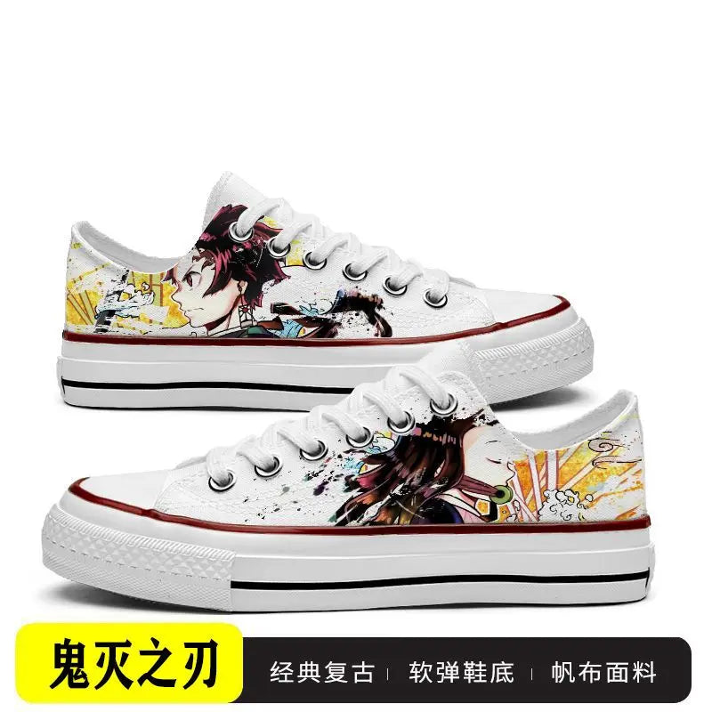 Tanjiro Canvas Sneakers | Demon Slayer Low-Top Graffiti Shoes Sneakers - The Eezee Shop