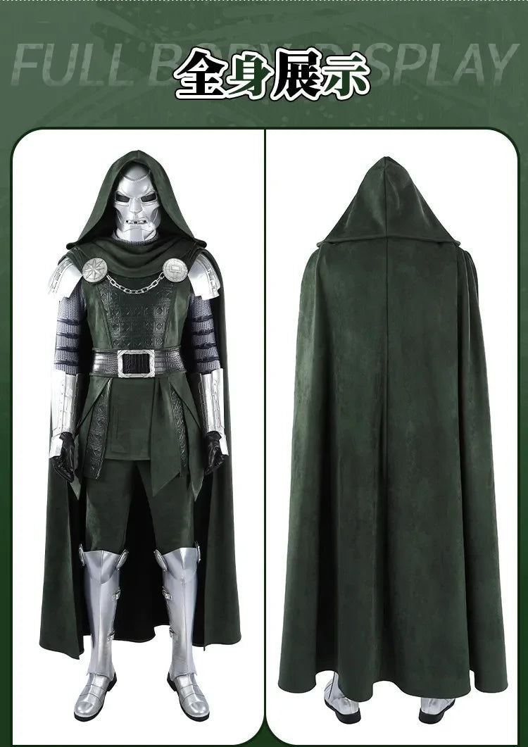 Doctor Doom Armor Cosplay Costume | Green Hooded Cape & Mask Set Cosplay Costumes - The Eezee Shop