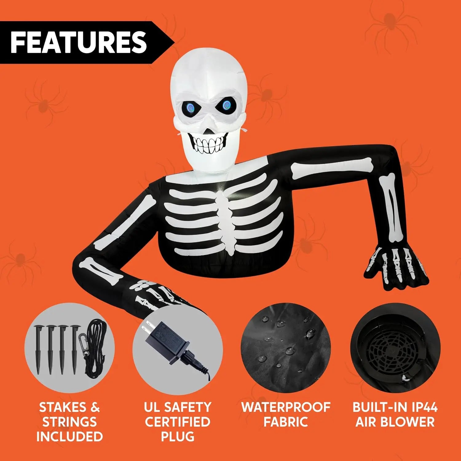 5.5ft Skeleton Inflatable with Animated LCD Eyes | Yard Decor Outdoor Halloween Decorations - The Eezee Shop