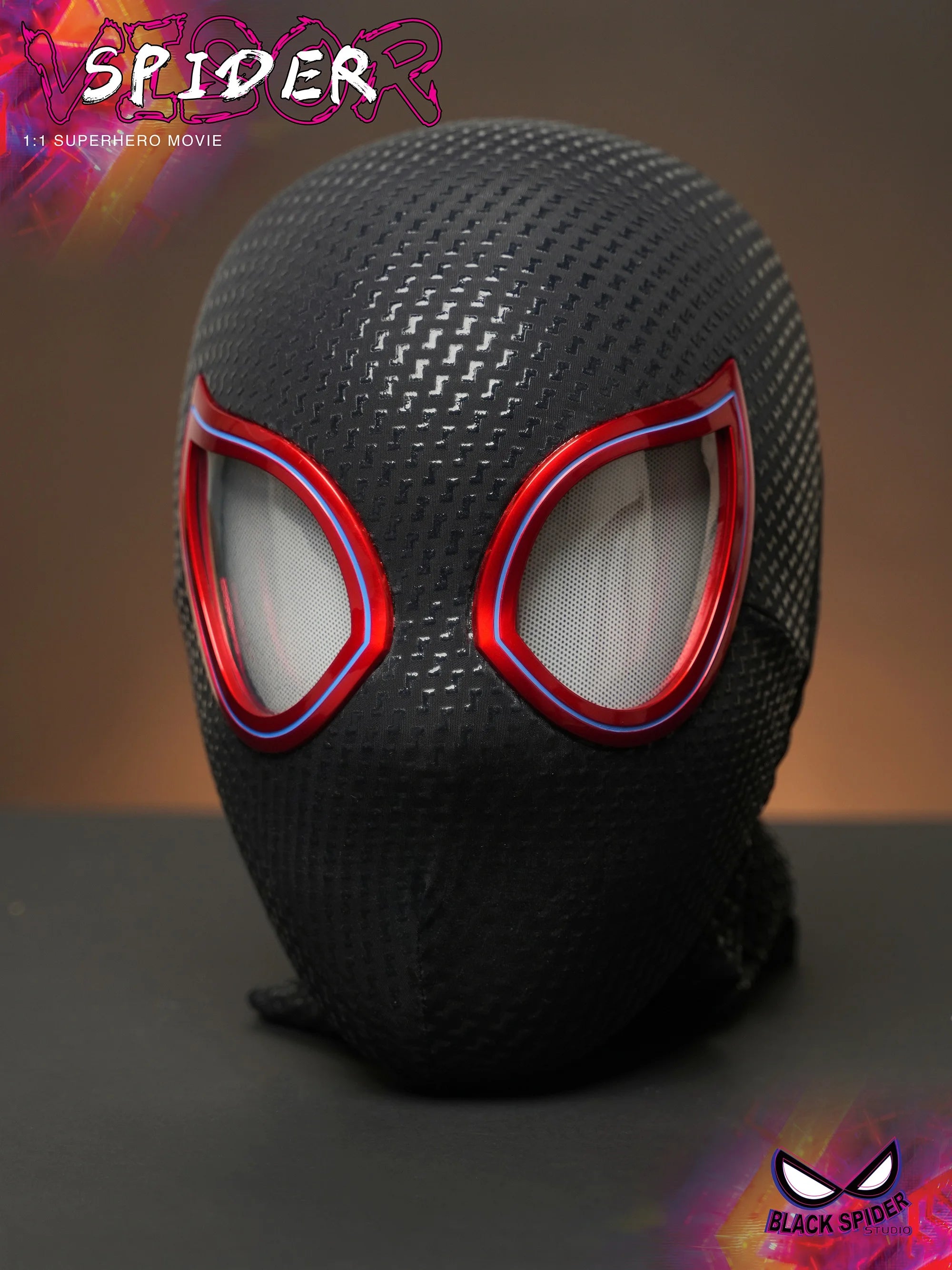 Miles Morales Light-Up Mask | Moving Eyes Ring Control 1:1 Cosplay Masks & Helmets - The Eezee Shop