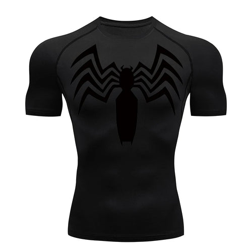 Spider Print Compression Shirts for Men Summer Short Sleeve Rash Guard Other - The Eezee Shop