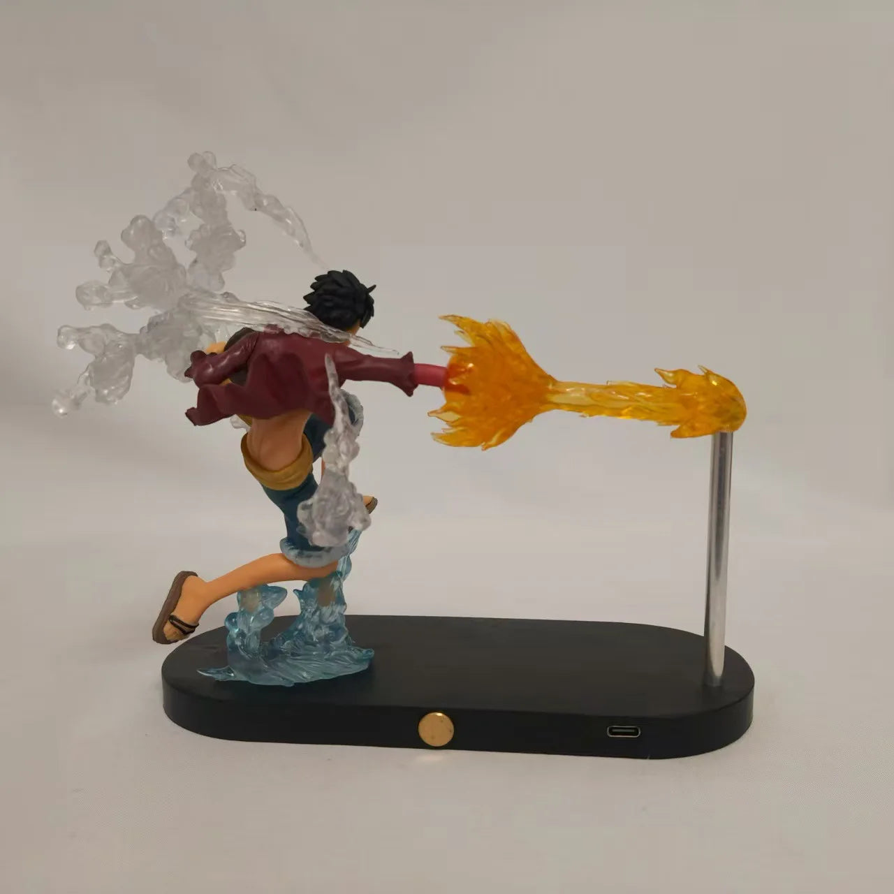 Portgas D. Ace LED Night Light | One Piece Flame Lamp Wood Base Lamps & Night Lights - The Eezee Shop