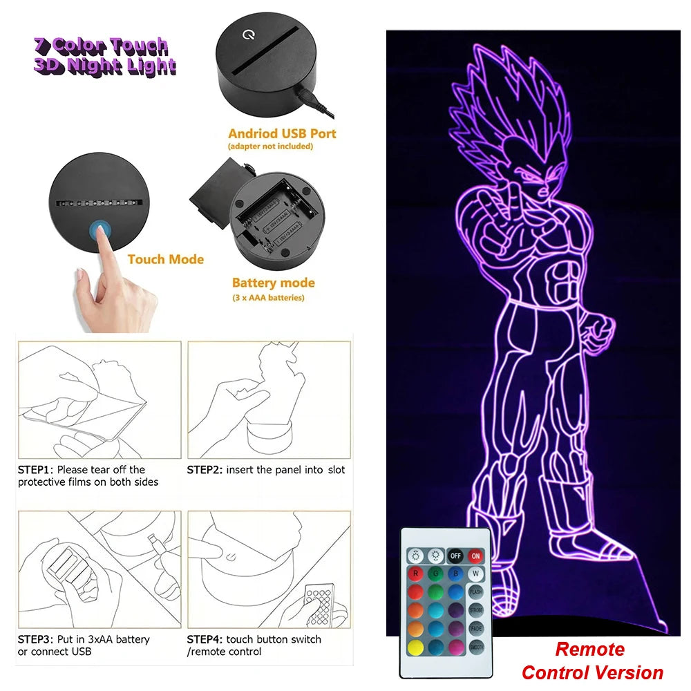 Dragon Ball Z 3D Figure Lamp | Goku, Vegeta, Gohan & Broly Lamps & Night Lights - The Eezee Shop
