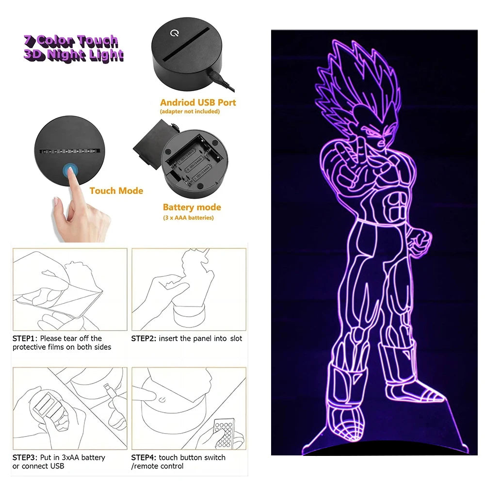 Dragon Ball Z 3D Figure Lamp | Goku, Vegeta, Gohan & Broly Lamps & Night Lights - The Eezee Shop