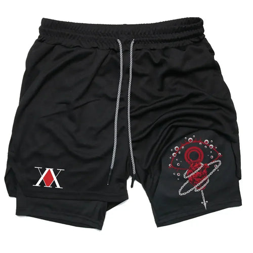 Killua & Gon Hunter x Hunter 2-in-1 Running Shorts Men's Anime Performance Athletic Shorts Performance shorts - The Eezee Shop