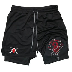 Killua & Gon Hunter x Hunter 2-in-1 Running Shorts Men's Anime Performance Athletic Shorts Performance shorts - The Eezee Shop