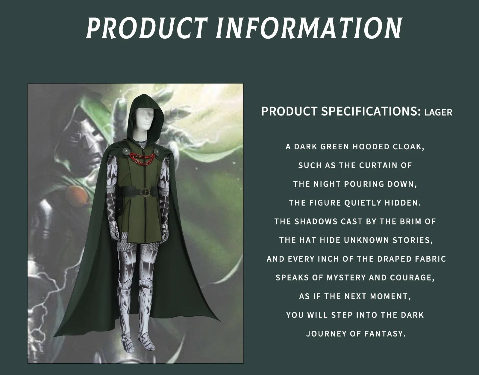 Doctor Doom Cosplay Costume | Green Vest Jumpsuit with Cape Set Cosplay Costumes - The Eezee Shop