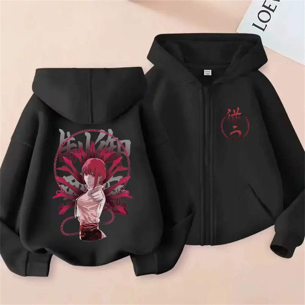 Pochita Washed Zip-Up Hoodie | Chainsaw Man Retro Jacket Hoodies & Sweatshirts - The Eezee Shop