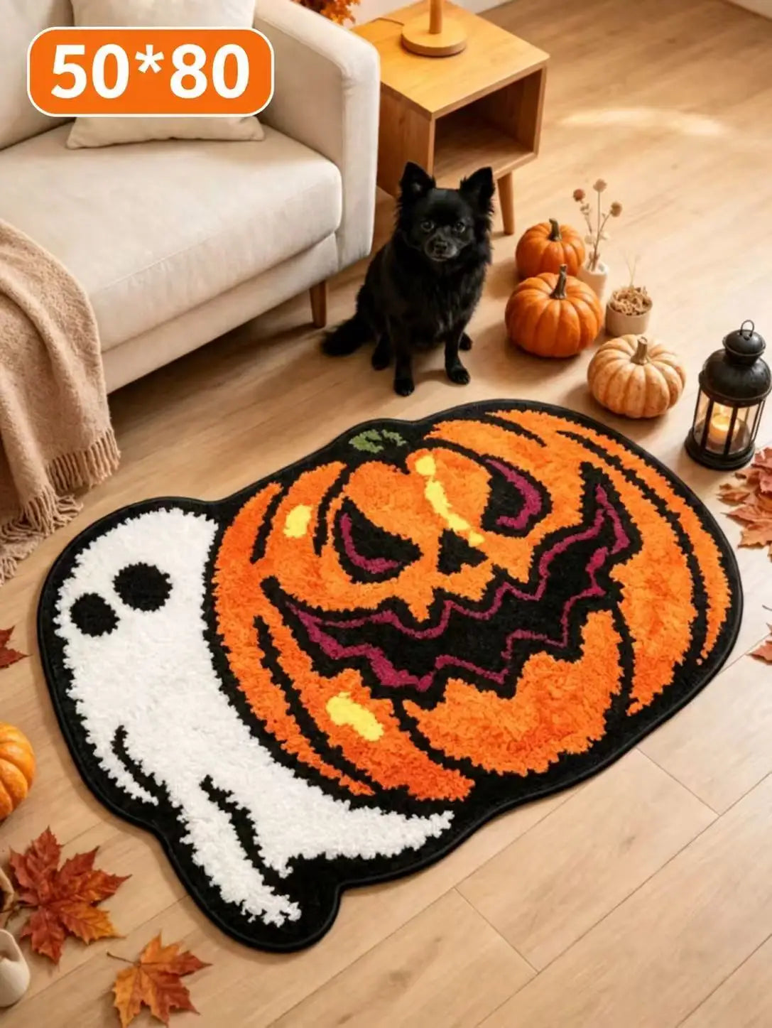 Ghost & Pumpkin Plush Doormat | Soft Non-Slip Fall Rug Rugs & Doormats - The Eezee Shop