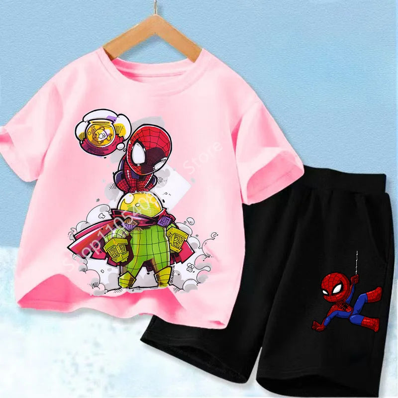 Spider Hero Kids Summer Set | Short Sleeve Top & Shorts Outfit Sets - The Eezee Shop