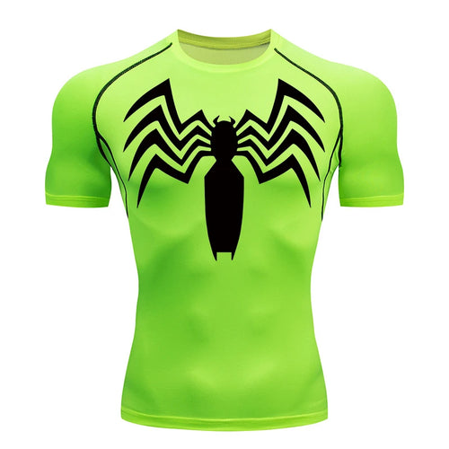 Spider Print Compression Shirts for Men Summer Short Sleeve Rash Guard Other - The Eezee Shop