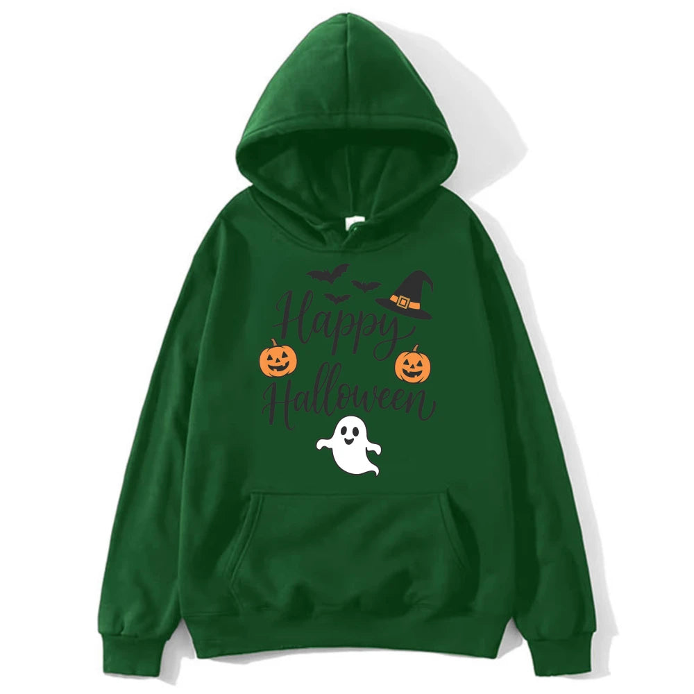 Happy Halloween Slogan Hoodie | Unisex Witch Hat Pumpkin Pullover Hoodies & Sweatshirts - The Eezee Shop