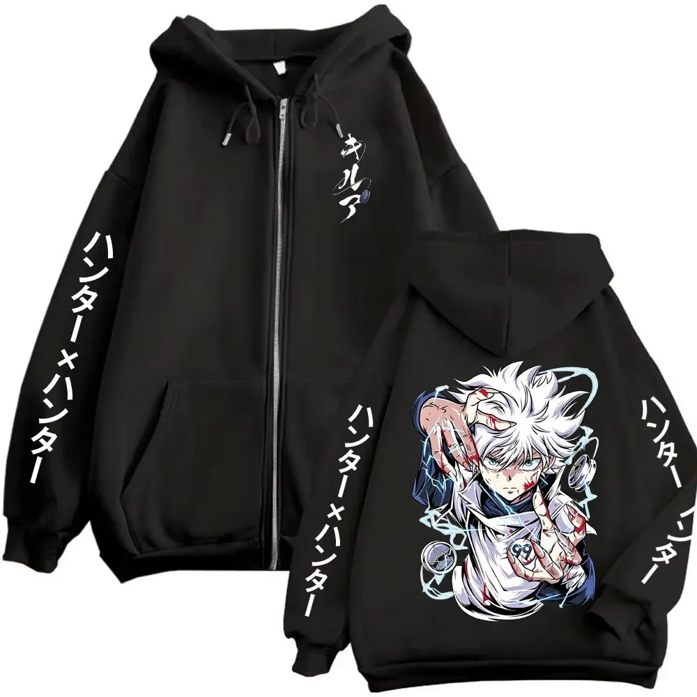 Killua Zoldyck Zip-Up Hoodie | Hunter x Hunter Fleece Jacket Hoodies & Sweatshirts - The Eezee Shop