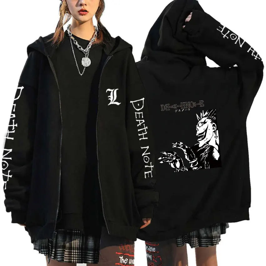 Death Note Zip-Up Hoodie | Misa, L & Ryuk Fleece Sweatshirt Hoodies & Sweatshirts - The Eezee Shop