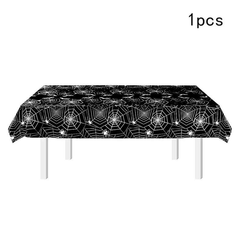 Spider Web Halloween Tableware Set | Black Plates, Cups & Napkins Party Supplies - The Eezee Shop