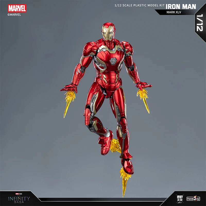 Marvel Iron Man model kit on a gray background