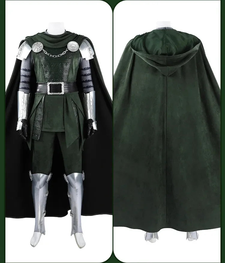 Doctor Doom Armor Cosplay Costume | Green Hooded Cape & Mask Set Cosplay Costumes - The Eezee Shop