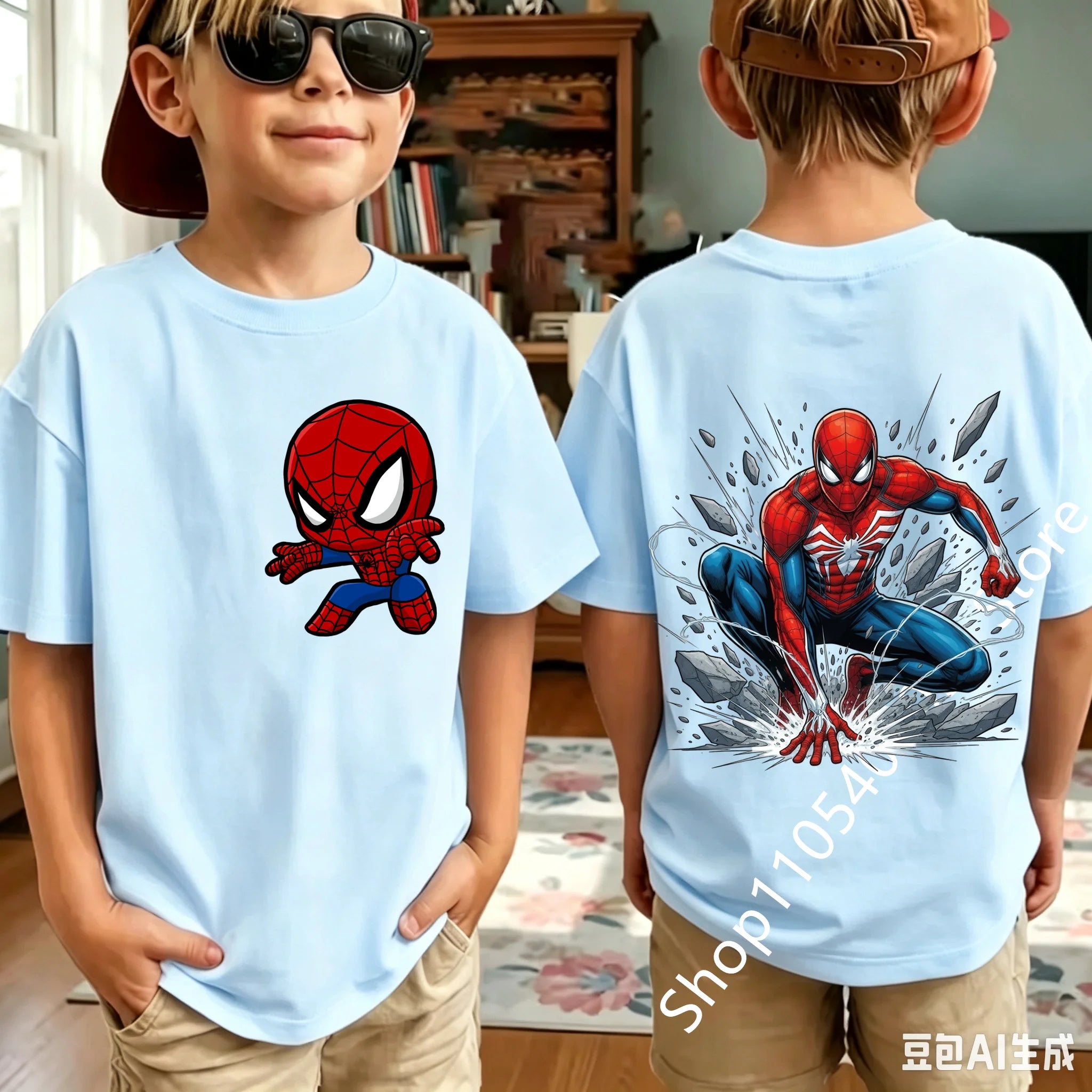 Kids Spider Character T-Shirt | Cute Breathable Summer Tee Graphic Tees - The Eezee Shop