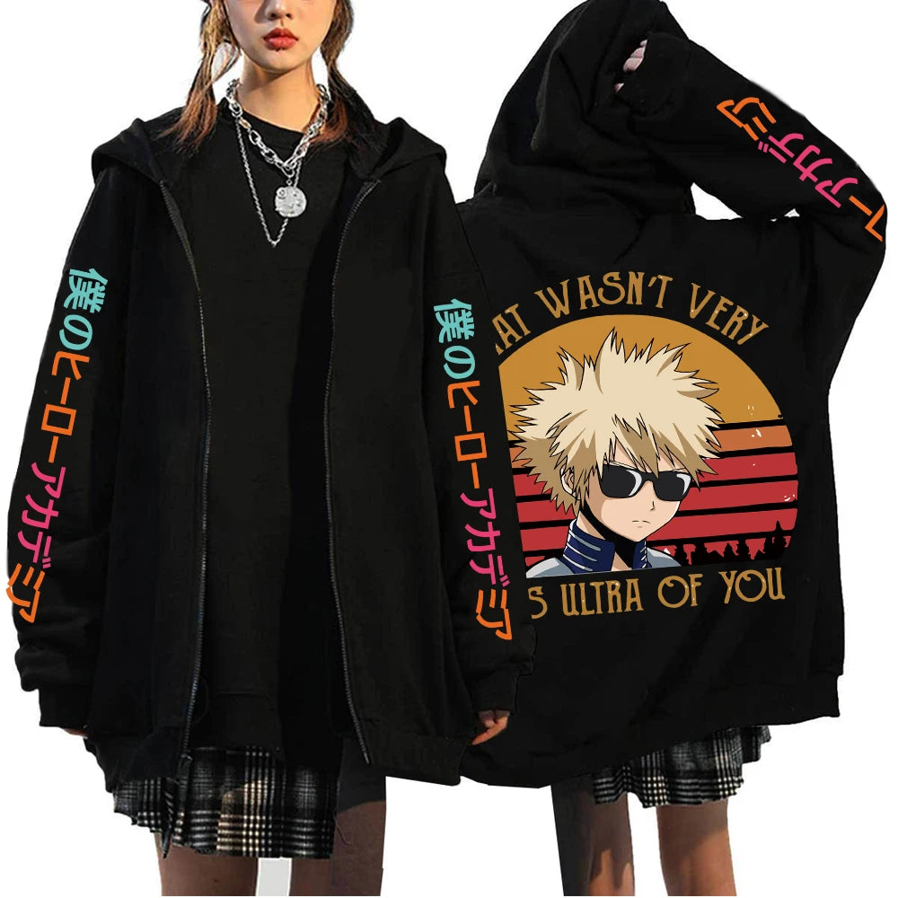 Todoroki & Bakugo Zip-Up Hoodie | My Hero Academia Streetwear Hoodies & Sweatshirts - The Eezee Shop