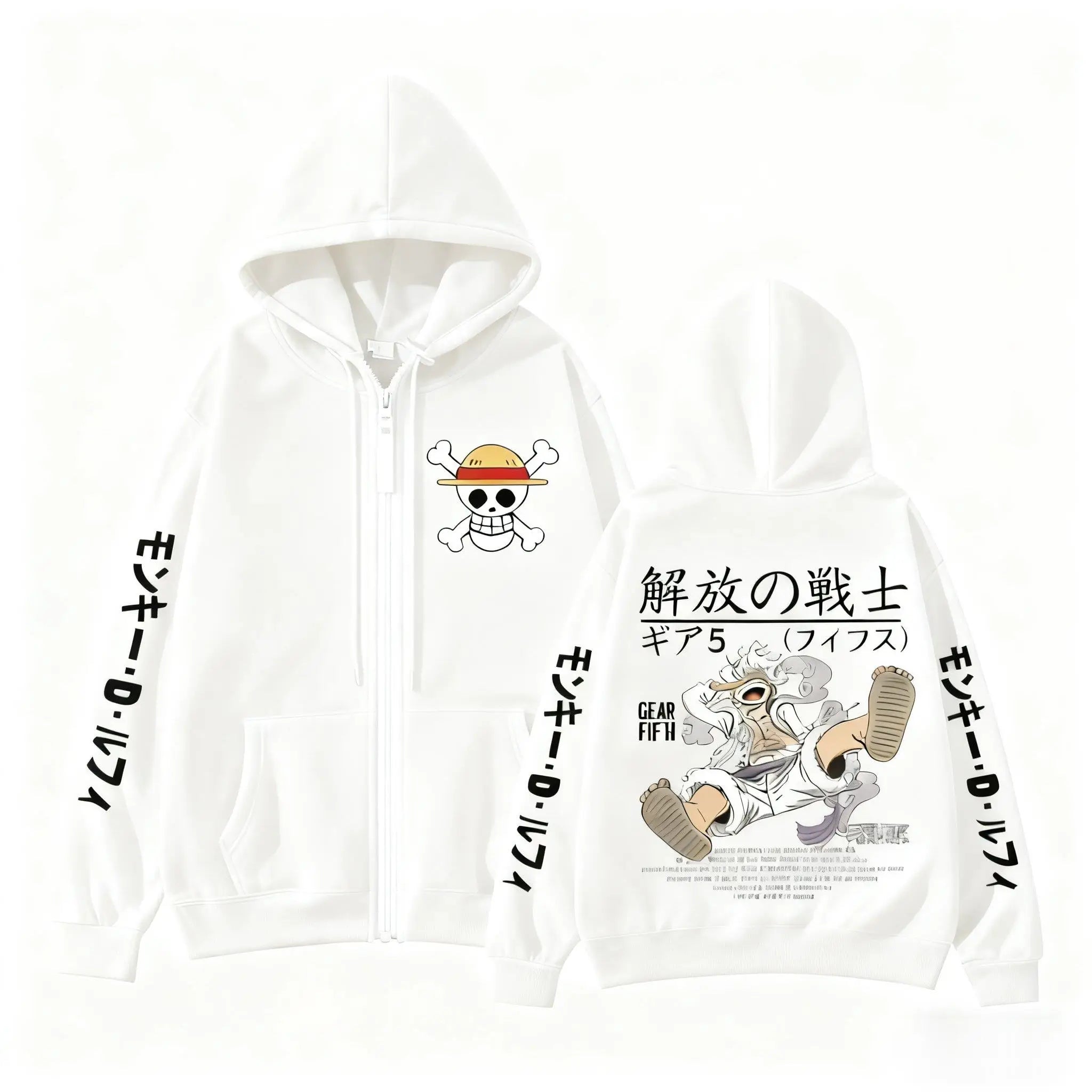 Luffy Gear 5 Zip-Up Hoodie | One Piece Unisex Sweatshirt Hoodies & Sweatshirts - The Eezee Shop