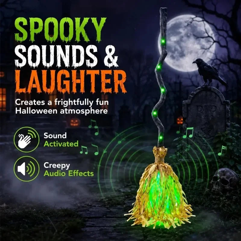 Glowing Bouncing Witch Broom | Sound Effects Halloween Prop Halloween Decorations - The Eezee Shop