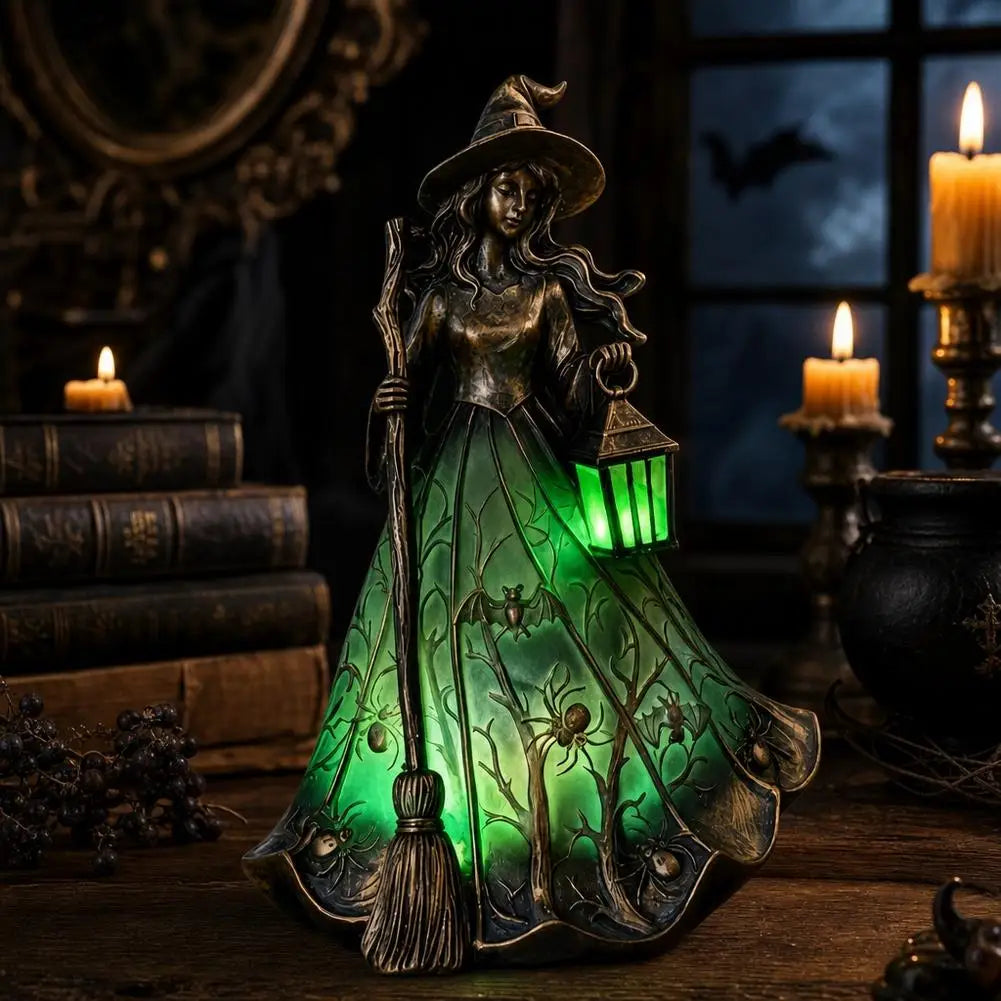 Retro Witch Statue Lamp with Lantern | USB Halloween Table Light Lamps & Night Lights - The Eezee Shop