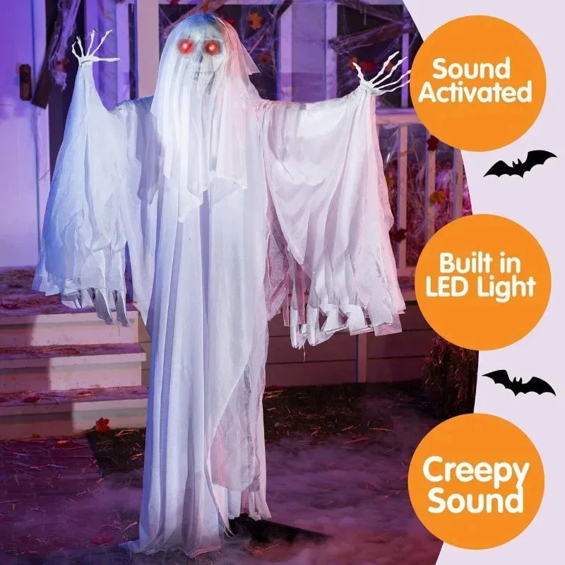 1.7m Voice-Activated Swinging Ghost | Light & Sound Halloween Prop Outdoor Halloween Decorations - The Eezee Shop