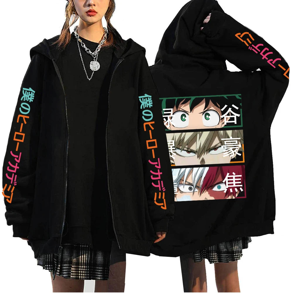 Todoroki & Bakugo Zip-Up Hoodie | My Hero Academia Streetwear Hoodies & Sweatshirts - The Eezee Shop