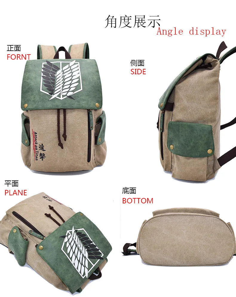 Attack on Titan Canvas Backpack | Anime Laptop School Bag Backpacks - The Eezee Shop