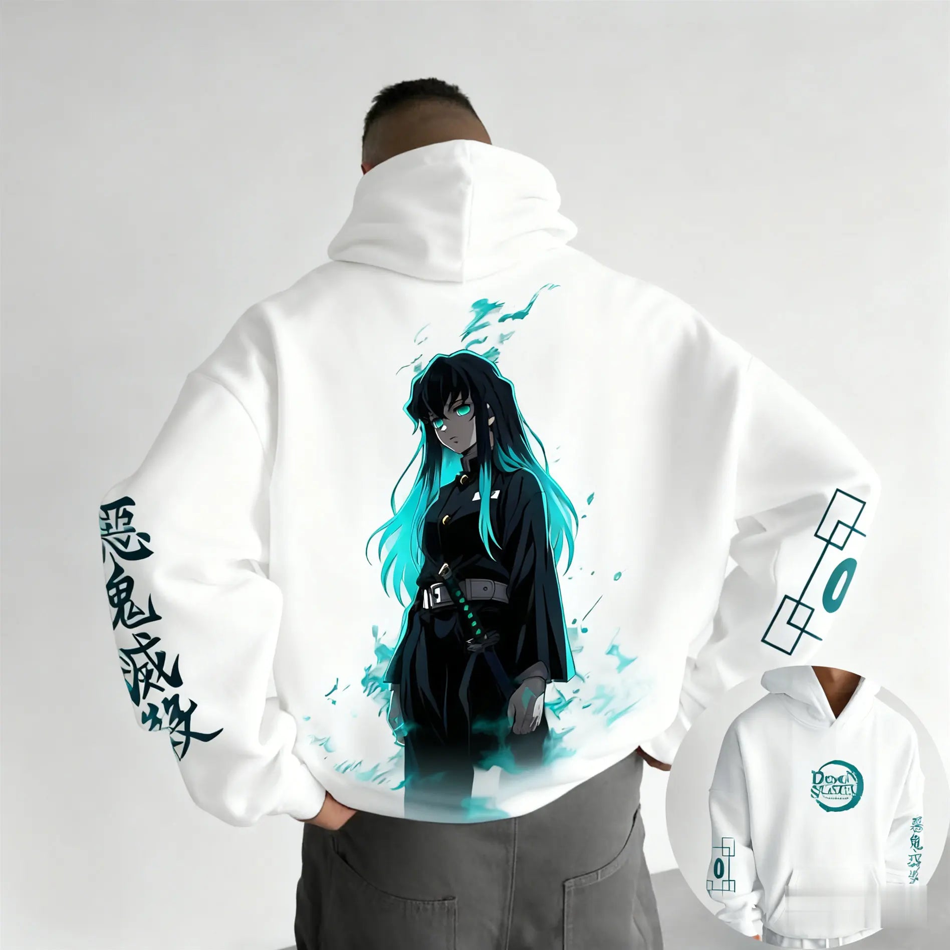 Muichiro Tokito Fleece Hoodie | Demon Slayer Plus Size Pullover Hoodies & Sweatshirts - The Eezee Shop