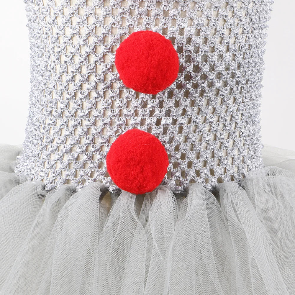 Girls Pennywise Tutu Dress Costume | Kids Clown Cosplay Set Halloween Costumes - The Eezee Shop