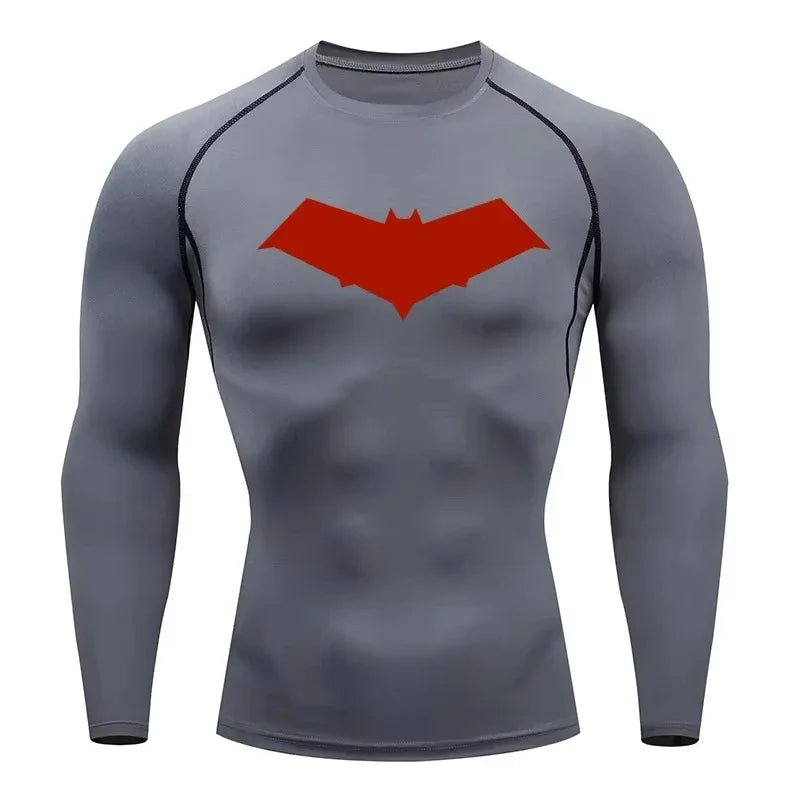 Bat Print Compression Long Sleeve | Men's Quick-Dry Rashguard Gym & Compression Wear - The Eezee Shop