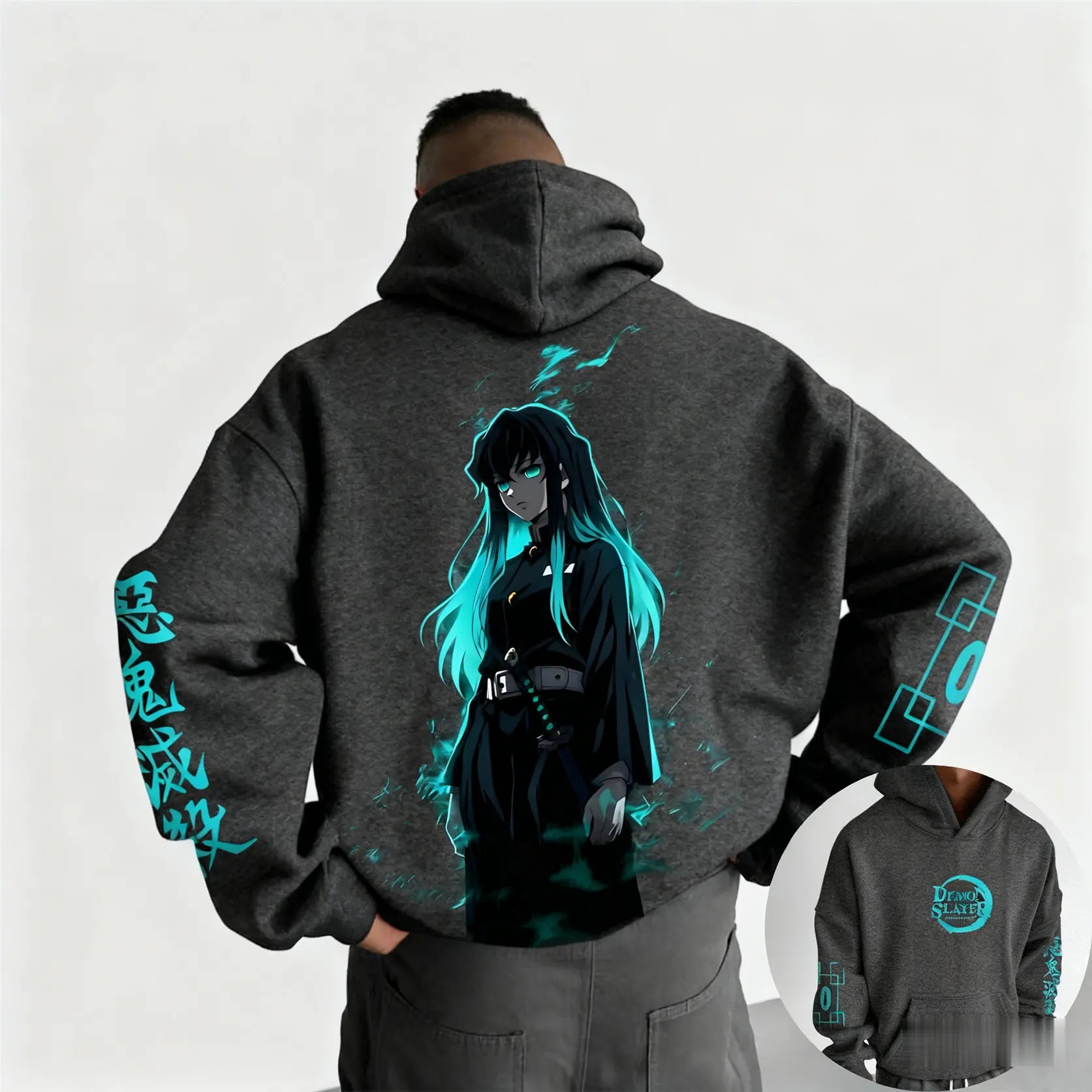 Muichiro Tokito Fleece Hoodie | Demon Slayer Plus Size Pullover Hoodies & Sweatshirts - The Eezee Shop